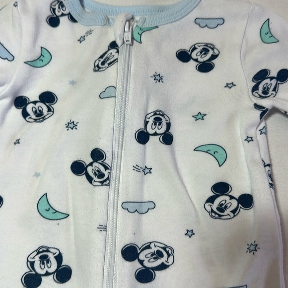 Disney Baby - Blue and White Mickey Mouse Footie Sleeper - Picture 2 of 3